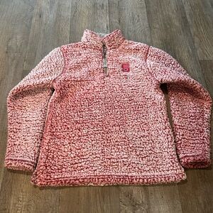 Women’s Red and White NC State Sherpa Pullover Jacket with Quarter-Zip
